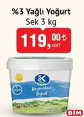 SEK %3 YAĞLI YOĞURT 3 KG